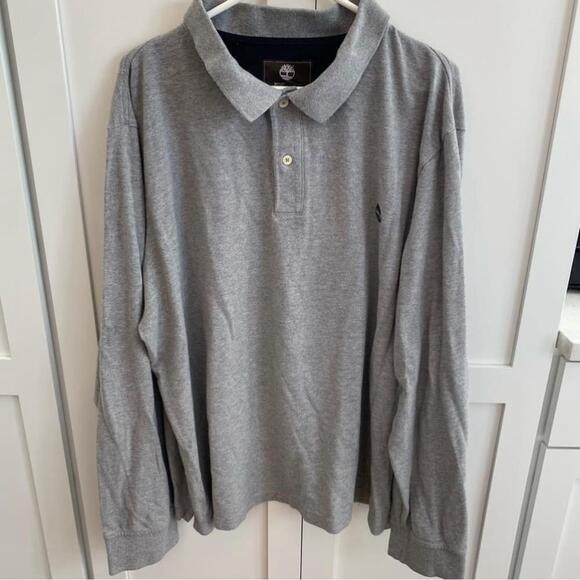 𝅺TIMBERLAND Long Sleeve Polo Shirt Gray Reg Fit Size XXL/TTG - Picture 4 of 4